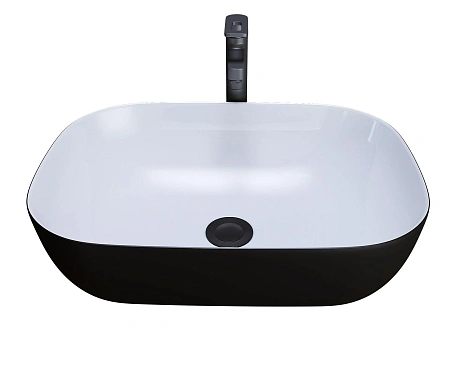 Раковина GROSSMAN Color GR-4041BW (460x320x140) черная белая внутри Раковина GROSSMAN Color GR-4041BW (460x320x140) черная белая внутри