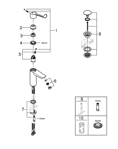 Смеситель для раковины GROHE Eurosmart M-Size (23983003) Смеситель для раковины GROHE Eurosmart M-Size (23983003)