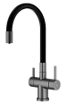 Смеситель для кухни Splenka S70.64.09 с гибким изливом с подключением к фильтру, графит Смеситель для кухни Splenka S70.64.09 с гибким изливом с подключением к фильтру, графит
