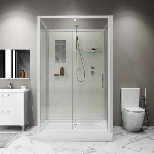 Душевая кабина Niagara Standart ST100/80/15Q/BK (100х80х200) прямоугольник, поддон 15см, распашная, проф.белый, без крыши Душевая кабина Niagara Standart ST100/80/15Q/BK (100х80х200) прямоугольник, поддон 15см, распашная, проф.белый, без крыши