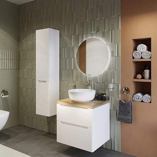 Комплект мебели STWORKI Берген 60 белая со светлой столешницей, раковина Moon 1 549384 Комплект мебели STWORKI Берген 60 белая со светлой столешницей, раковина Moon 1 549384