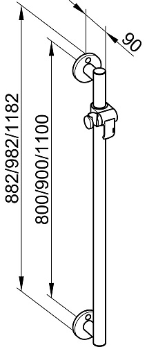 Душевая штанга Keuco Plan Care 34912010800, 882 мм, хром Душевая штанга Keuco Plan Care 34912010800, 882 мм, хром