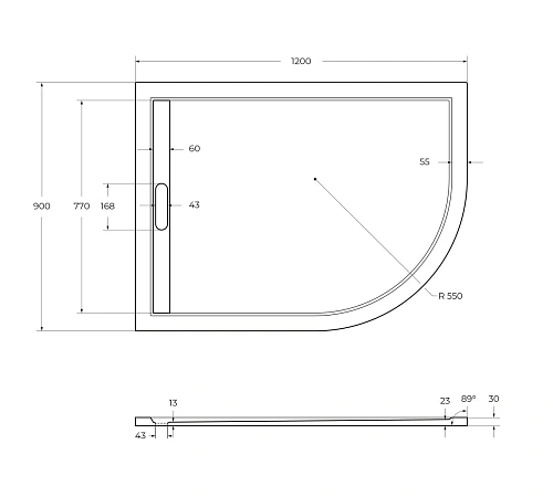 Душевой поддон CEZARES TRAY-AS-RH-120/90-550-30-W-L 1200x900 искусственный камень, белый Душевой поддон CEZARES TRAY-AS-RH-120/90-550-30-W-L 1200x900 искусственный камень, белый
