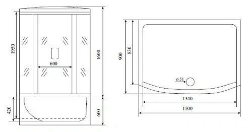 Душевая кабина Timo Lux T-7750 150x88x220, турецкая баня хамам Душевая кабина Timo Lux T-7750 150x88x220, турецкая баня хамам