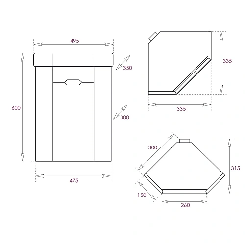 Тумба под раковину Onika Айленд 35 см 103502 подвесная, белая, угловая (для Line) Тумба под раковину Onika Айленд 35 см 103502 подвесная, белая, угловая (для Line)