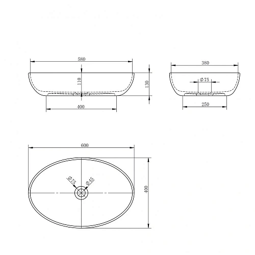 Раковина ABBER Stein AS2619 накладная, белая матовая Раковина ABBER Stein AS2619 накладная, белая матовая