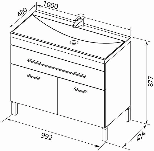 Тумба с раковиной Aquanet Верона 100 белый (напольная 1 ящик 2 дверцы) 00287662 Тумба с раковиной Aquanet Верона 100 белый (напольная 1 ящик 2 дверцы) 00287662