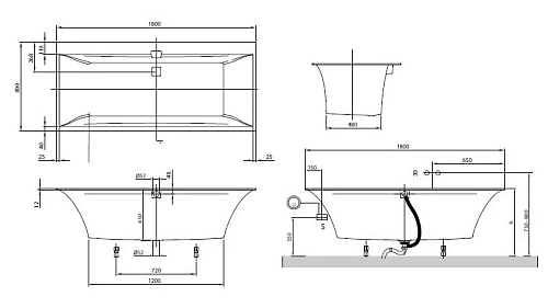 Ванна квариловая Villeroy &amp; Boch Squaro Edge 12 180 x 80 см UBQ180SQE2DV-01 Ванна квариловая Villeroy &amp; Boch Squaro Edge 12 180 x 80 см UBQ180SQE2DV-01