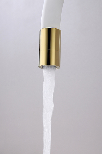 Смеситель для кухни Paulmark Salix золото белый шланг Sa213419-Gw Смеситель для кухни Paulmark Salix золото белый шланг Sa213419-Gw