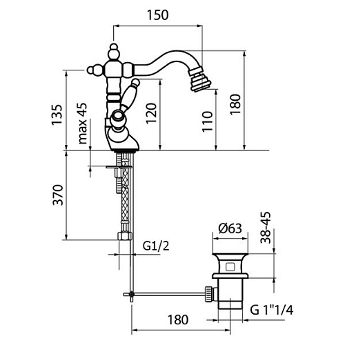 Смеситель для биде Webert Alexandra AL710402017 Смеситель для биде Webert Alexandra AL710402017