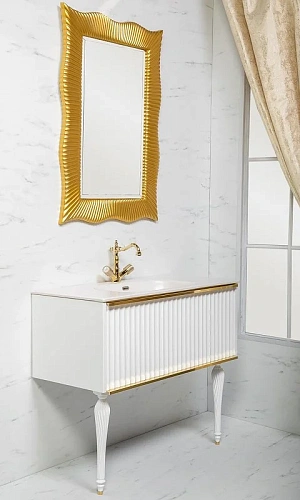 Тумба под раковину Boheme Armadi Art Vallessi Avantgarde Canale 100 843-100-WG подвесная Белая Золот Тумба под раковину Boheme Armadi Art Vallessi Avantgarde Canale 100 843-100-WG подвесная Белая Золот