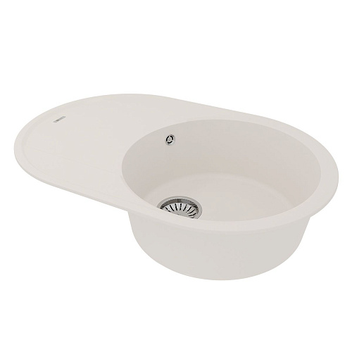 Кухонная мойка Lemark LACHA 760 врезная овальная из кварцгранита, с крылом, Жасмин 9910058 Кухонная мойка Lemark LACHA 760 врезная овальная из кварцгранита, с крылом, Жасмин 9910058