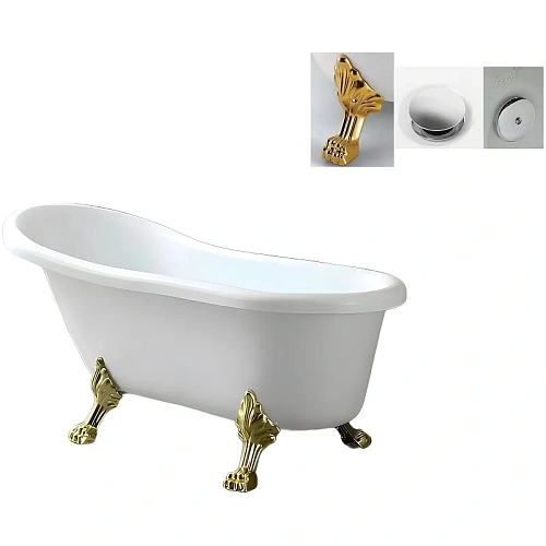 Ванна отдельностоящая Ceruttispa CLASSIC 150G CT9667 1570x770x740 акриловая, на львиных лапах золото Ванна отдельностоящая Ceruttispa CLASSIC 150G CT9667 1570x770x740 акриловая, на львиных лапах золото