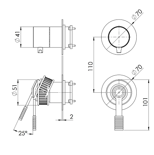 Смеситель для душа Remer Atelier AL93PWBCFP, черный брашированный хром Смеситель для душа Remer Atelier AL93PWBCFP, черный брашированный хром