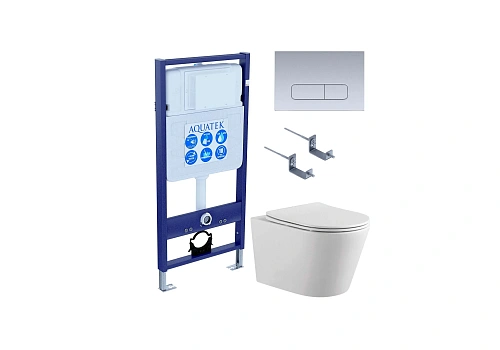 Комплект унитаза SET Aquatek ВЕГА-1905-014 с инсталляцией, креплением, клавишей смыва и сиденьем микролифт Комплект унитаза SET Aquatek ВЕГА-1905-014 с инсталляцией, креплением, клавишей смыва и сиденьем микролифт