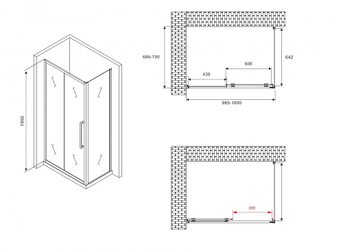 Душевой уголок ABBER Schwarzer Diamant AG30100BH-S70B 100x70 см универсальный, профиль черный, стекло прозрачное Душевой уголок ABBER Schwarzer Diamant AG30100BH-S70B 100x70 см универсальный, профиль черный, стекло прозрачное