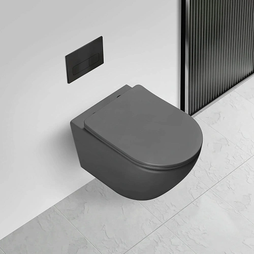 Унитаз подвесной Vincea Globo VT1-14TMA Tornado, антрацит матовый, ультратонкое soft-close сиденье Унитаз подвесной Vincea Globo VT1-14TMA Tornado, антрацит матовый, ультратонкое soft-close сиденье