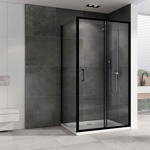 Душевой уголок ABBER Schwarzer Diamant AG30140B5-S80B5 140x80 см универсальный, профиль черный, стекло прозрачное Душевой уголок ABBER Schwarzer Diamant AG30140B5-S80B5 140x80 см универсальный, профиль черный, стекло прозрачное