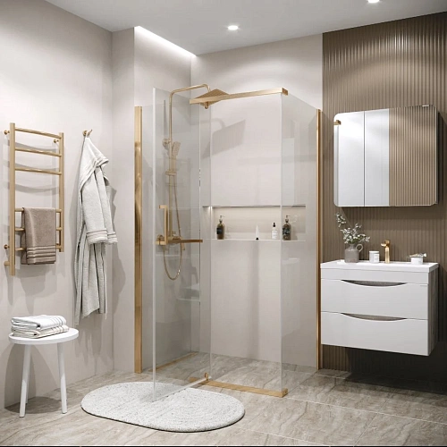 Боковая стенка GROSSMAN Pragma 200.K33.03.90.32.00 (90x195) золото сатин, стекло прозрачное Боковая стенка GROSSMAN Pragma 200.K33.03.90.32.00 (90x195) золото сатин, стекло прозрачное