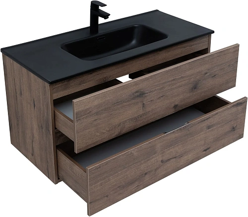 Тумба под раковину Aquanet Алвита New 100 2 ящика, дуб веллингтон табак 00334188 подвесная Тумба под раковину Aquanet Алвита New 100 2 ящика, дуб веллингтон табак 00334188 подвесная