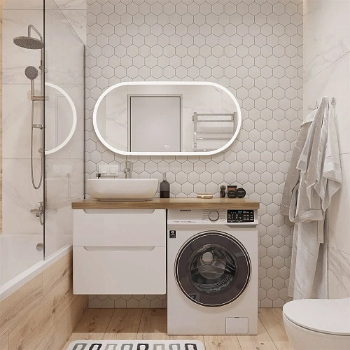 Тумба с раковиной STWORKI Берген 60 белая со светлой столешницей 122, Moduo 50 Square, R 549657 Тумба с раковиной STWORKI Берген 60 белая со светлой столешницей 122, Moduo 50 Square, R 549657