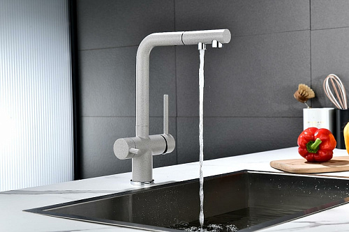 Смеситель для кухни Paulmark SERPENTINE серый Se213222-GR Смеситель для кухни Paulmark SERPENTINE серый Se213222-GR