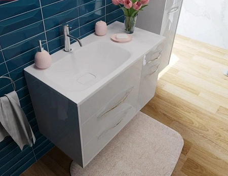 Тумба с раковиной Эстет Barcelona 90 L подвесная 3 ящика 1 дверь белая ФР-00003577 Тумба с раковиной Эстет Barcelona 90 L подвесная 3 ящика 1 дверь белая ФР-00003577