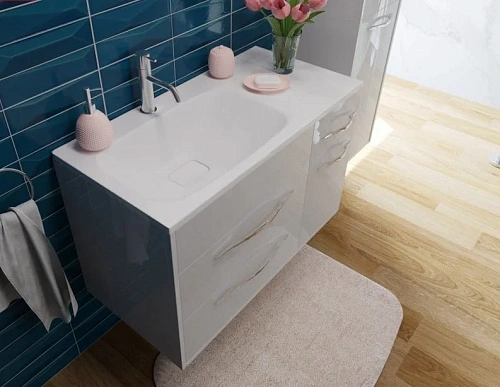 Тумба с раковиной Эстет Barcelona 90 L подвесная 3 ящика 1 дверь белая ФР-00003577 Тумба с раковиной Эстет Barcelona 90 L подвесная 3 ящика 1 дверь белая ФР-00003577