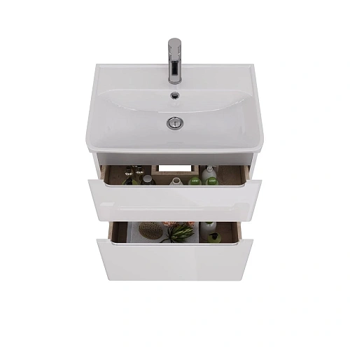 Тумба под раковину Lemark BUNO 60 см подвесная/напольная, серый/белый LM04B60T Тумба под раковину Lemark BUNO 60 см подвесная/напольная, серый/белый LM04B60T