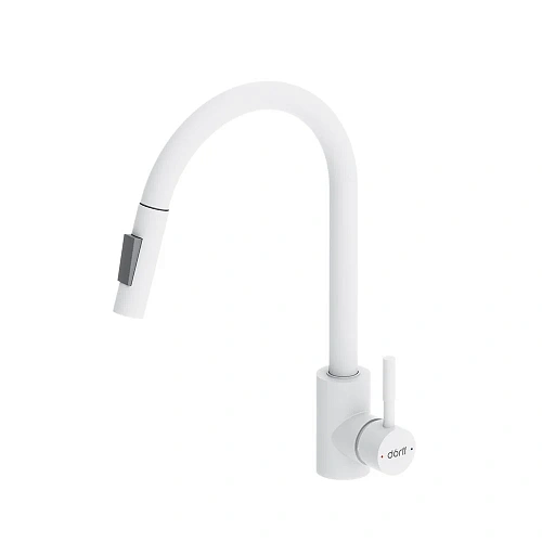 Смеситель для кухни Dorff Logic D3007533 с вытягивающимся изливом, белый Смеситель для кухни Dorff Logic D3007533 с вытягивающимся изливом, белый