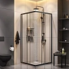 Душевой уголок AM.PM Gem 90х90 WK93EP с душевой системой и аксессуарами, профиль черный матовый, стекло прозрачное Душевой уголок AM.PM Gem 90х90 WK93EP с душевой системой и аксессуарами, профиль черный матовый, стекло прозрачное