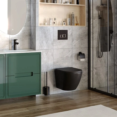 Унитаз подвесной Taliente Amato черный матовый, с крышкой микролифт AM25010 Nero Унитаз подвесной Taliente Amato черный матовый, с крышкой микролифт AM25010 Nero