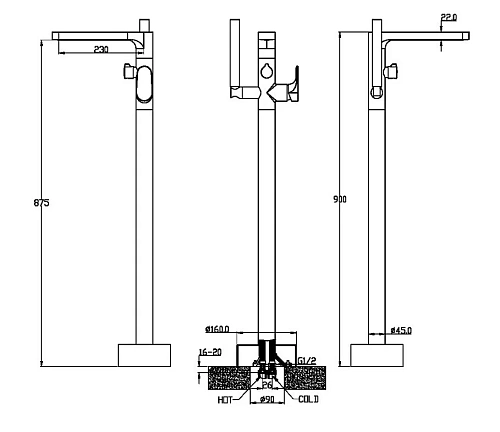 Смеситель для ванны Boheme SPECTRE 459-NB Nickel Brush напольный Смеситель для ванны Boheme SPECTRE 459-NB Nickel Brush напольный