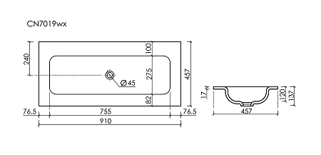Раковина Ceramica Nova Grace CN7019Wx мебельная 910x457x137 без отверстия под смеситель, белый Раковина Ceramica Nova Grace CN7019Wx мебельная 910x457x137 без отверстия под смеситель, белый