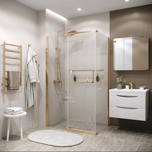 Боковая стенка GROSSMAN Pragma 200.K33.03.90.32.00 (90x195) золото сатин, стекло прозрачное Боковая стенка GROSSMAN Pragma 200.K33.03.90.32.00 (90x195) золото сатин, стекло прозрачное