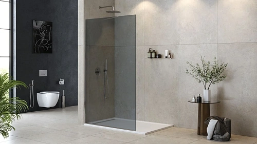 Душевая перегородка CEZARES LIBERTA-L-1-TB-120-GR-Cr 120см стекло тонированное (графит), профиль хром Душевая перегородка CEZARES LIBERTA-L-1-TB-120-GR-Cr 120см стекло тонированное (графит), профиль хром