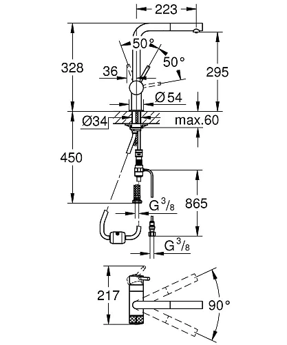 Смеситель для кухни GROHE Blue Pure Minta с функцией очистки водопроводной воды, суперсталь (31721DC 31721DC0 Смеситель для кухни GROHE Blue Pure Minta с функцией очистки водопроводной воды, суперсталь (31721DC 31721DC0