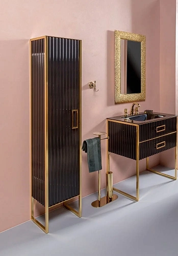 Шкаф-пенал Armadi Art MONACO 868-BG-L черный глянец + золото L Шкаф-пенал Armadi Art MONACO 868-BG-L черный глянец + золото L