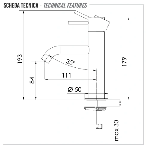 Смеситель для раковины Remer X Style X11 Смеситель для раковины Remer X Style X11