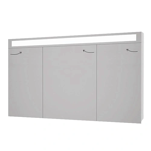 Зеркальный шкаф DREJA UNI, 120 см, 3 дверцы, 6 стеклянных полок, с LED-подсветкой и выключателем, бе 99.9013 Зеркальный шкаф DREJA UNI, 120 см, 3 дверцы, 6 стеклянных полок, с LED-подсветкой и выключателем, бе 99.9013