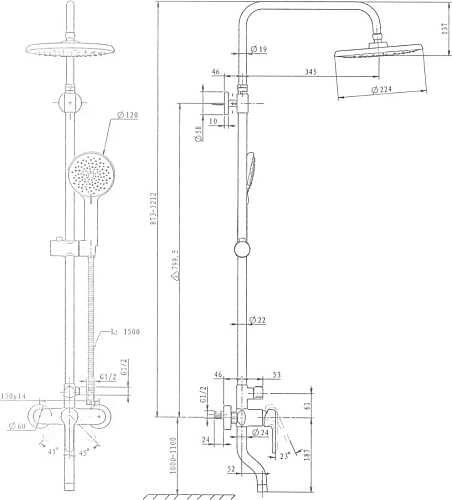 Душевая система STWORKI HWB5005-P02CP 586142 Душевая система STWORKI HWB5005-P02CP 586142