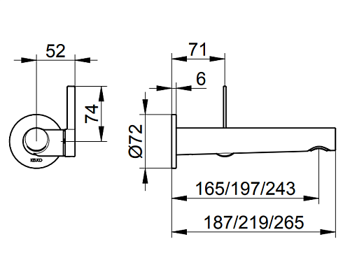 Смеситель для раковины Keuco IXMO 59516172101 265 мм Смеситель для раковины Keuco IXMO 59516172101 265 мм