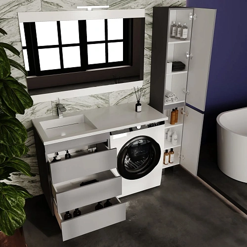 Тумба под раковину Style Line Даллас ЛЕОН 120 Люкс серая, PLUS напольная СС-00002449 Тумба под раковину Style Line Даллас ЛЕОН 120 Люкс серая, PLUS напольная СС-00002449