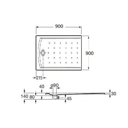 Душевой поддон Roca Hall 900х900 белый 276078000 Душевой поддон Roca Hall 900х900 белый 276078000
