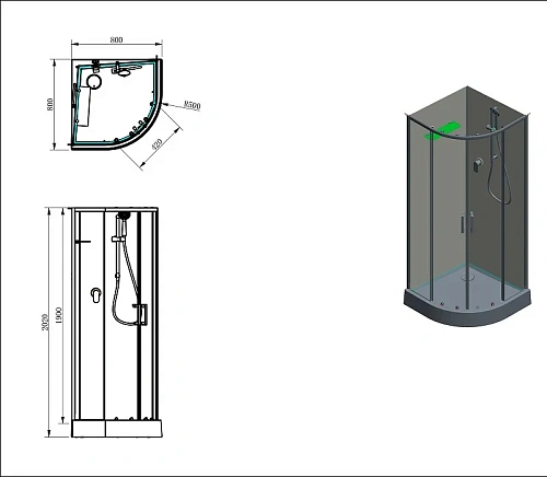 Душевая кабина Aquanet Passion EVO R Black 80x80 00281984 Душевая кабина Aquanet Passion EVO R Black 80x80 00281984