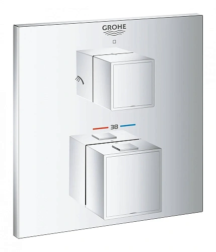 Смеситель для душа GROHE Grohtherm Cube с переключателем на 2 положения верхний/Душевая лейка, хром 24154000 Смеситель для душа GROHE Grohtherm Cube с переключателем на 2 положения верхний/Душевая лейка, хром 24154000