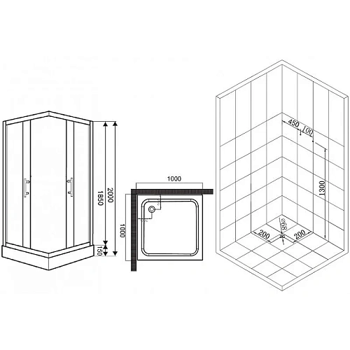 Душевой уголок Esbano (ESUGR8034) ESR-8034100x100x200 Душевой уголок Esbano (ESUGR8034) ESR-8034100x100x200