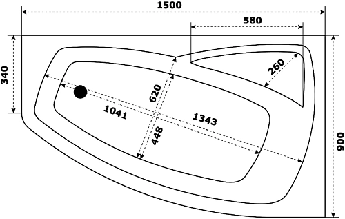 Акриловая ванна STWORKI Монтре 150x90 R, с каркасом 557125 Акриловая ванна STWORKI Монтре 150x90 R, с каркасом 557125
