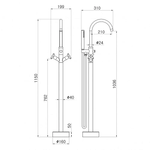 Смеситель для ванны Swedbe Spira 4002 напольный Смеситель для ванны Swedbe Spira 4002 напольный