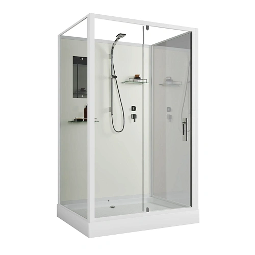 Душевая кабина Niagara Standart ST100/80/15Q/BK (100х80х200) прямоугольник, поддон 15см, распашная, проф.белый, без крыши Душевая кабина Niagara Standart ST100/80/15Q/BK (100х80х200) прямоугольник, поддон 15см, распашная, проф.белый, без крыши